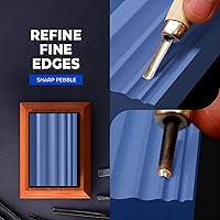 Vista 6 de Sharp Pebble Sharpening Stones for Wood Carving Tools-Two Whetstones Grit 400 & 1000 Gouge Sharpener- Waterstone Sharpening System for Wood Carving