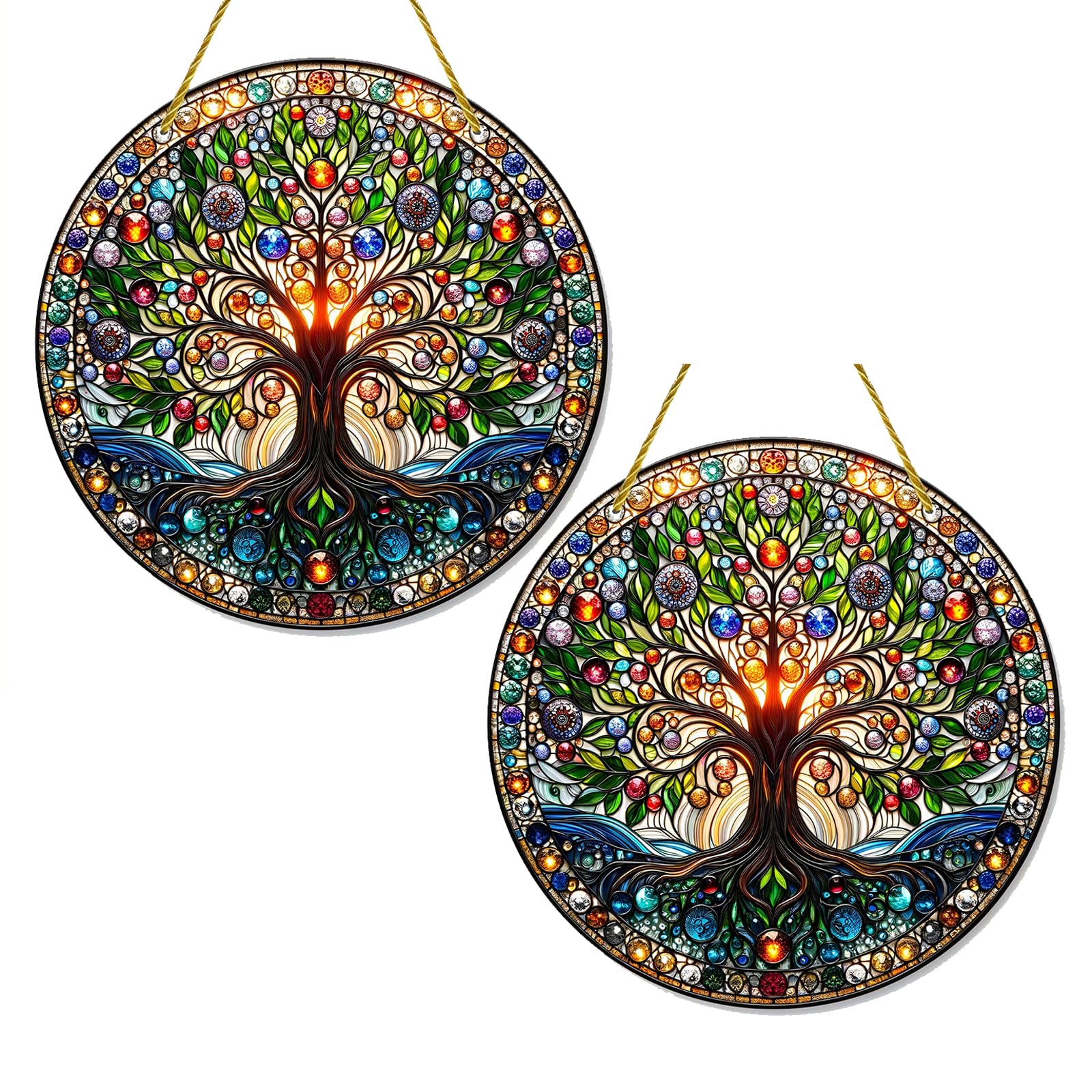 Décoration murale Tree of Life en acrylique : l'élégance du vitrail d'intérieur