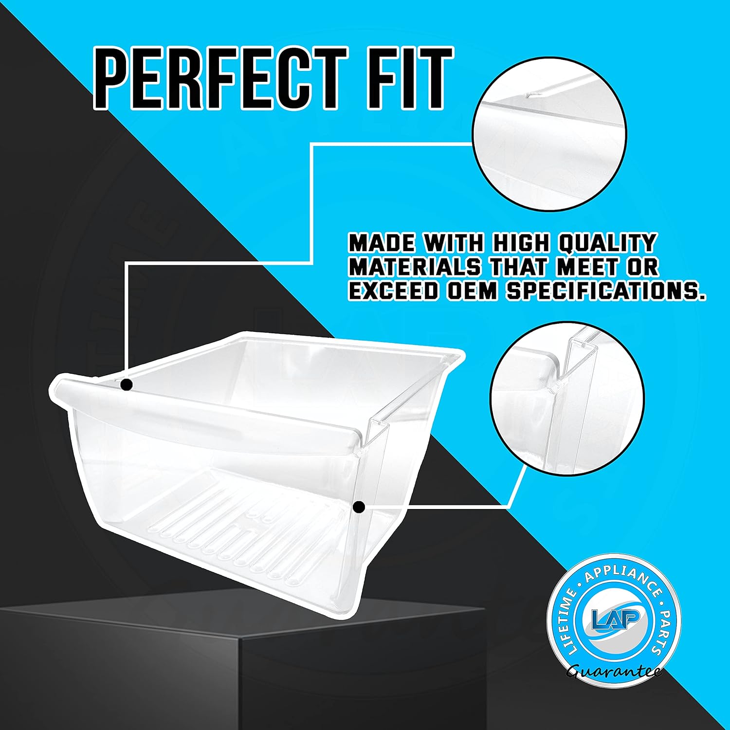 Upgraded Lifetime Appliance 240351207 Lower Crisper Bin Compatible with Frigidaire Refrigerator - 240351203, 240351206, 240351209