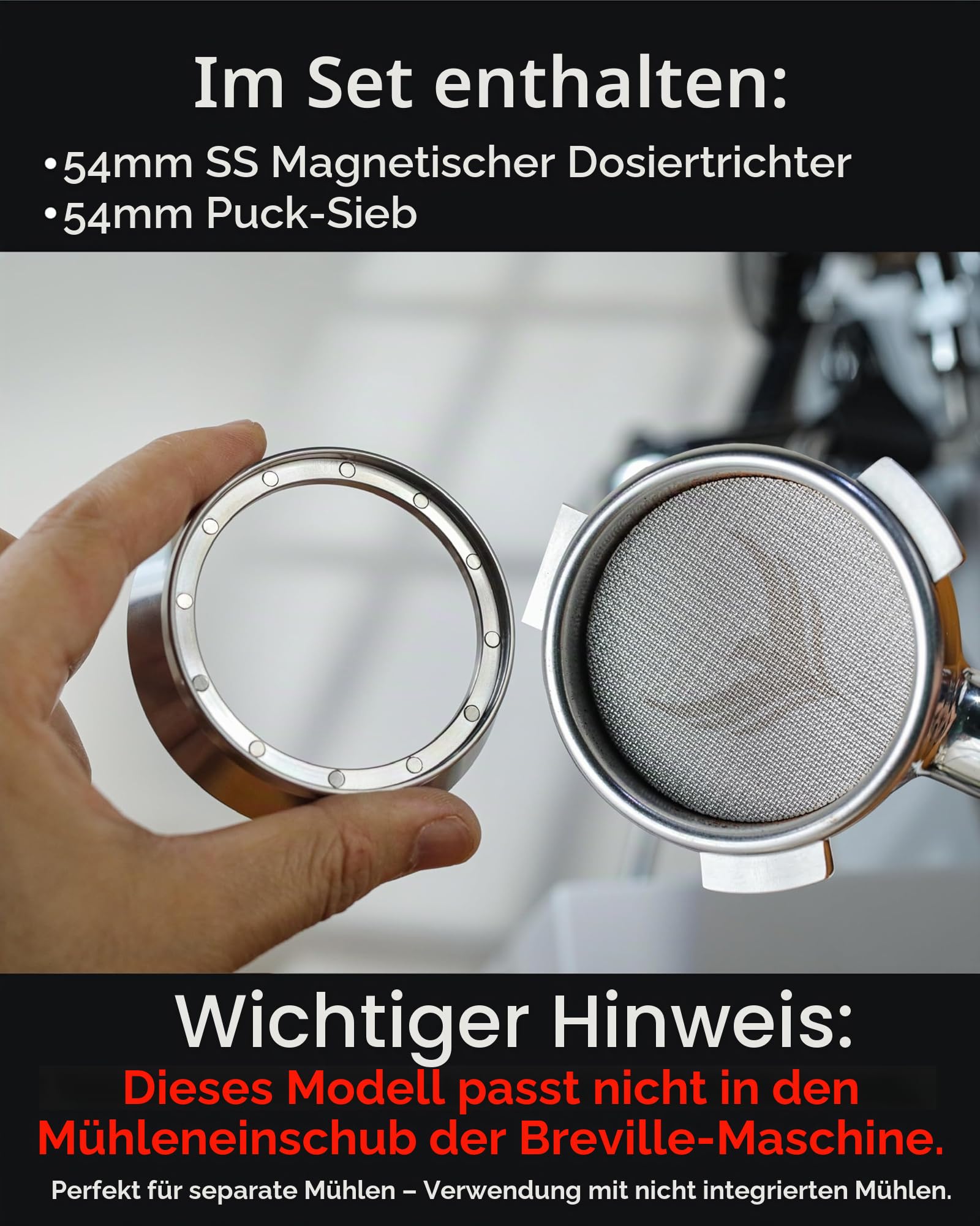 Sage Barista Zubehör Set 54mm Ahorn & Buche – Tamperstation, Kalibrierter Tamper, Kaffee-Verteiler, Dosierring, Puck Screen & WDT Tool Für Sage Barista Express, Pro & Touch