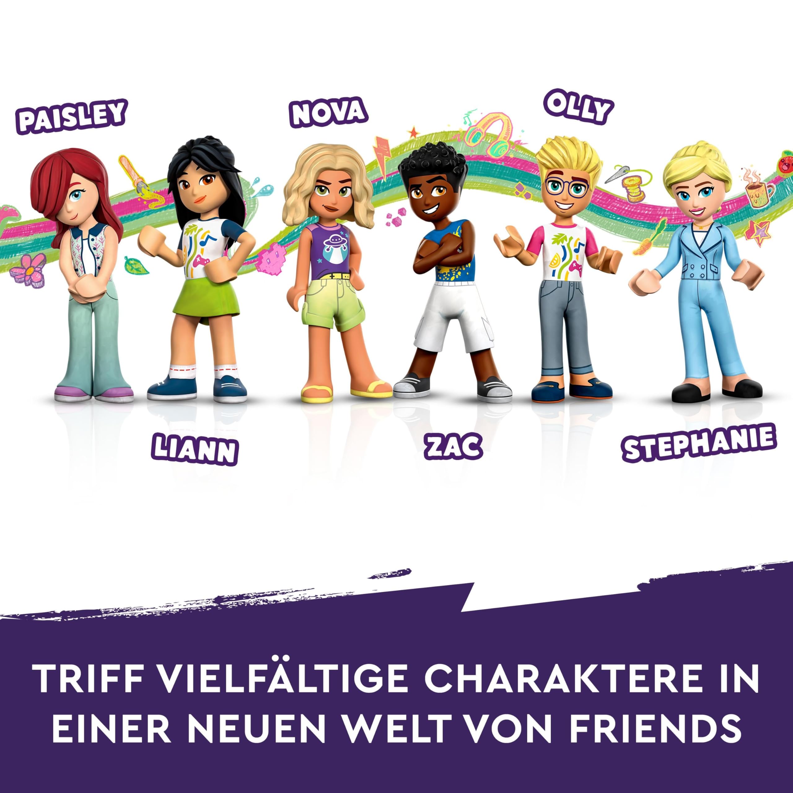 LEGO Friends Heartlake City Gemeinschaftszentrum - Kreatives Spielzeug - 5-stöckiges Gebäude mit 6 Minifiguren, Einer Hundefigur und Zubehör - Geschenk für Mädchen und Jungen ab 9 Jahren - 41748