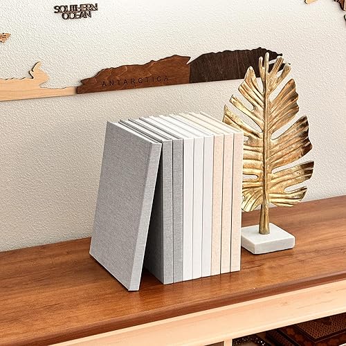 Miniatura 5 de Juego de libros decorativos  Juego de libros cubiertos de lino  Juego de 3 libros de tapa dura de lino real para decoración  Libros de diseño de