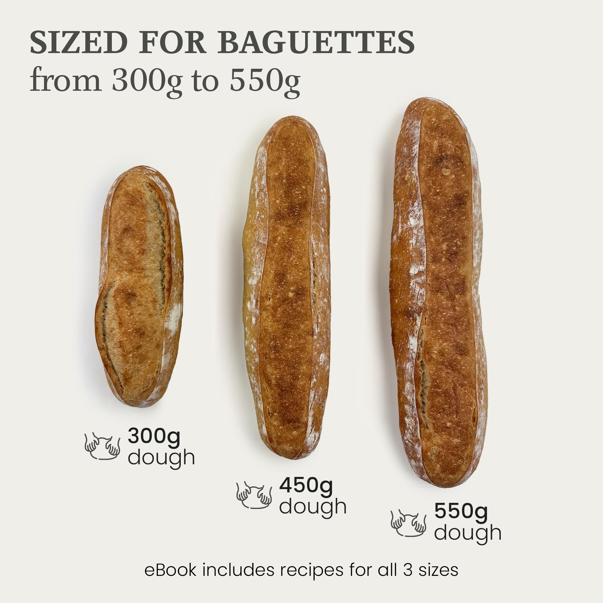 Gärkörbe für Baguette, Brot, Banneton, 38,1 cm, 2 Stück