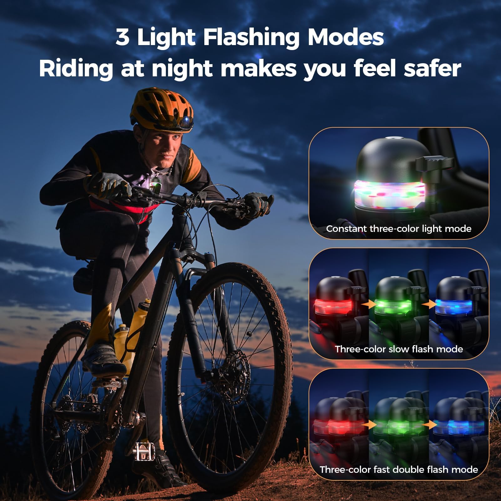 GlasFlength LED Timbre Bicicleta, 100 db Sonido Alto y Claro Timbre Bici Aleación de Aluminio Timbre Bicicleta para Niños Y Adultos Bicicletas Bicicletas Eléctricas Bicicletas de Montaña (Negro)