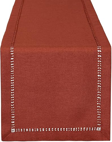 Camino de mesa de comedor de color canela sólido hecho a mano para otoño u otoño, doble dobladillo cosido (canela, 14 x 72 pulgadas)