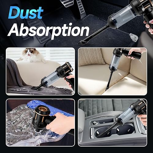 Miniatura 5 de Mini aspiradora portátil inalámbrica para automóvil, 16 KPa, motor sin escobillas de 80000 RPM, plumero de aire comprimido 4 en 1 de mano y soplador