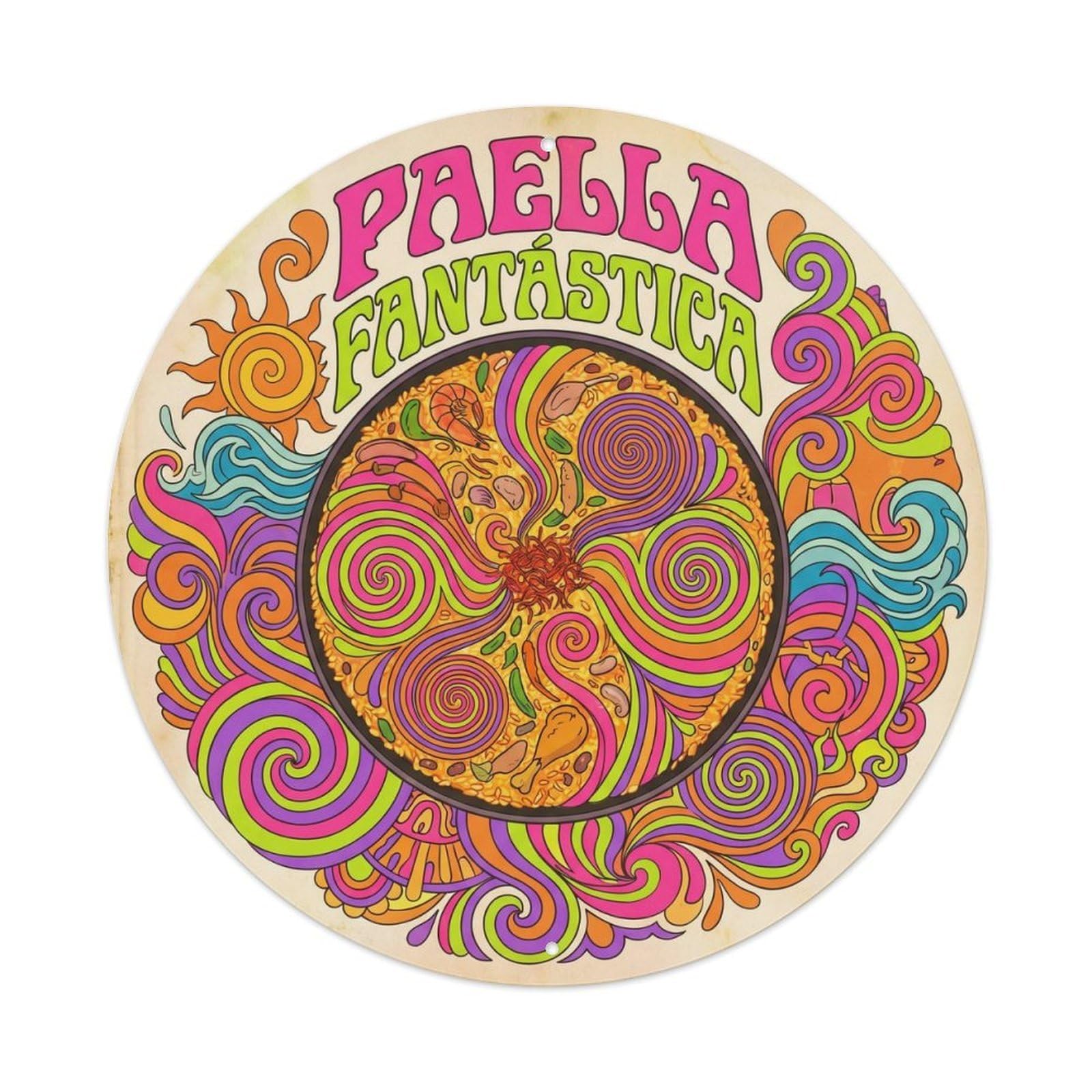Spain Travel Paella Psychedelic Food Culture Metal Tin Sign
