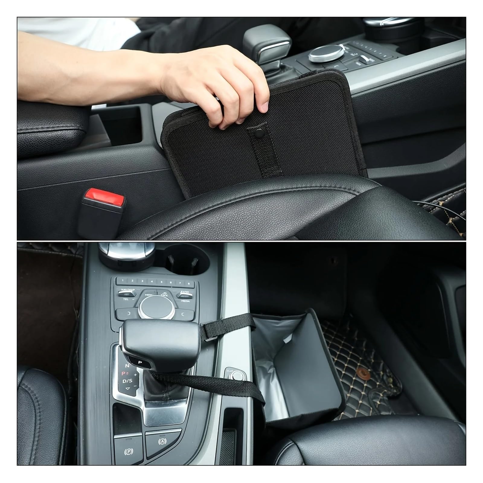 Poubelle De Voiture Poubelle Multifonctionnelle À Dossier Siège Voiture Sac Rangement Étanche avec Déchets Suspendus, Portable Poubelles Véhicule(Black 2pcs)