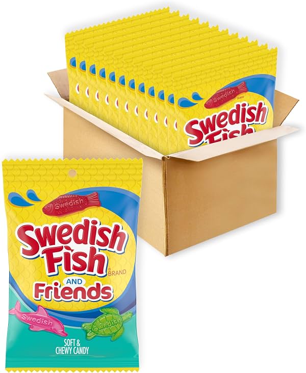 Pez sueco y amigos gomitas suaves y masticables, dulces a granel, 12 bolsas de 8.04 oz