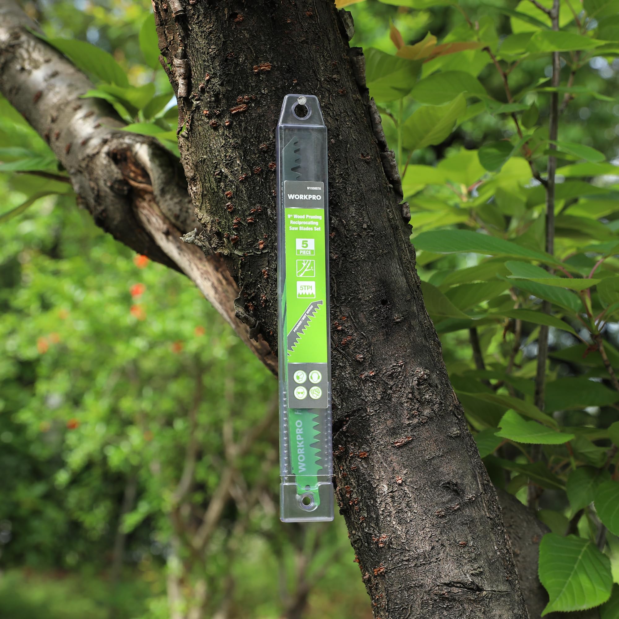 WORKPRO Hojas de Sierra Sable 5 Piezas, Cuchillas para Madera 230 mm, Accesorios de Corte para Poda y Jardín, Compatibles con la Mayoría de Sierras de Sable, con Caja de Plástico