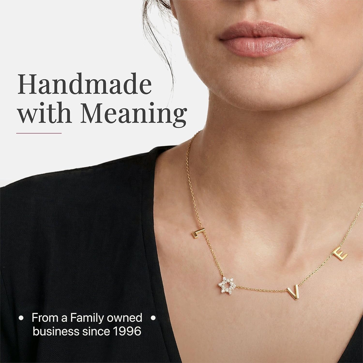 Alef Bet by Paula Love Letter Star Necklace with Jewish Star of David - Image 6