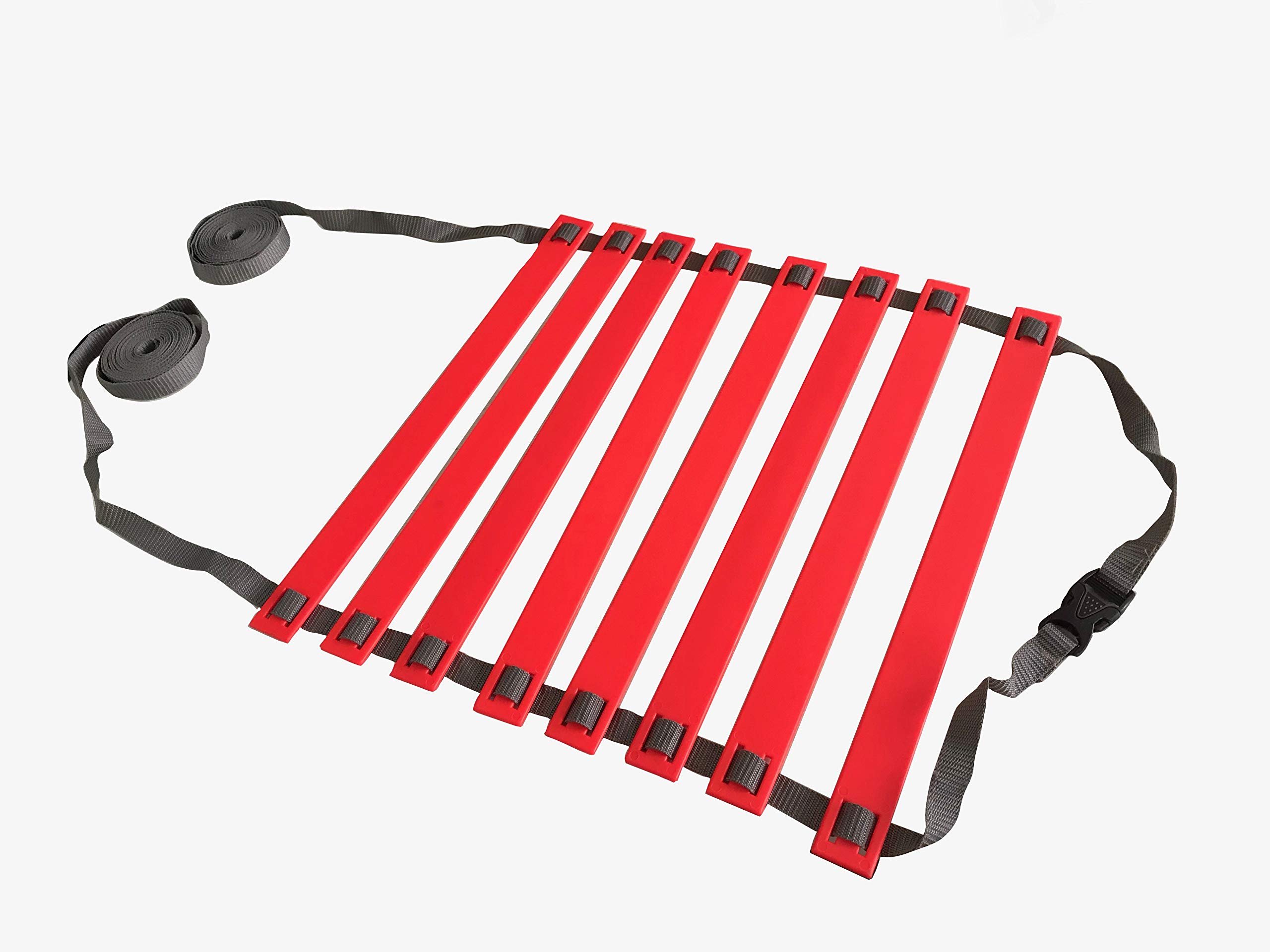 ABB INITIO GYM Adjustable Agility Ladder with Polypropylene Rungs & Durable Straps | Speed Ladder for Training, Exercise & Sports Drills | 4 Meter - 8 Rungs - Red