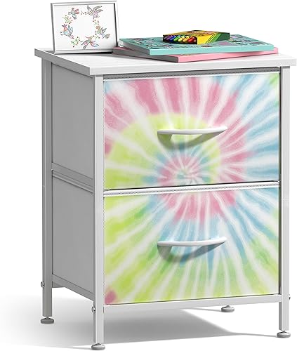 Miniatura 17 de Sorbus - Mesita de noche con 2 cajones - Mueble de noche para niños, mesa auxiliar, estructura de acero, parte superior de madera y contenedores de