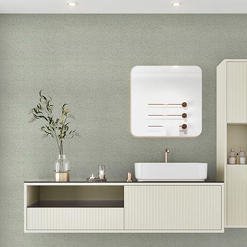 Miniatura 5 de Wallercity Papel adhesivo de granito verde claro para encimeras, vinilo impermeable, papel tapiz de mármol para baño, despegar y pegar, papel