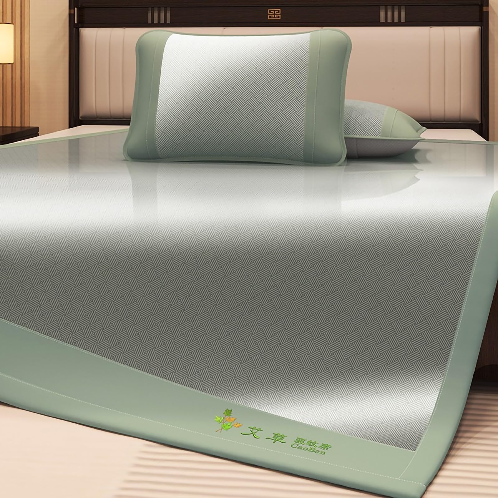FCHZJCZYT Summer Sleeping Mat, Foldable Breathable Cool Absorb Sweat Sleeping Mat, Rattan Cooling Mat, with Pillowcase, Cooling Bed for Home School Dormitory