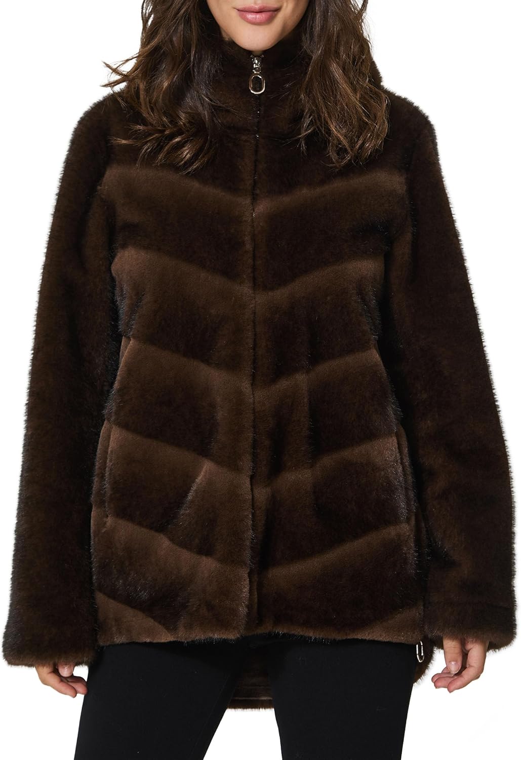 Women's Faux Fur Jacket Zip Up Faux Mink Fur Fluffy Open Front Hooded Coat Warm Fall Winter Coats with Pockets - Image 5