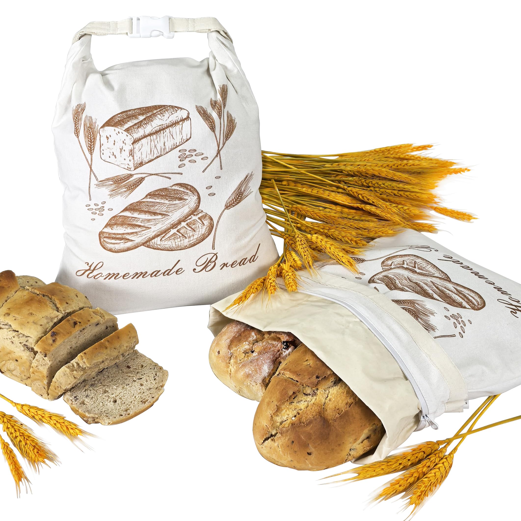 F.Y.Dreams Reusable Linen Beeswax Bread Bags (2-Pack,12