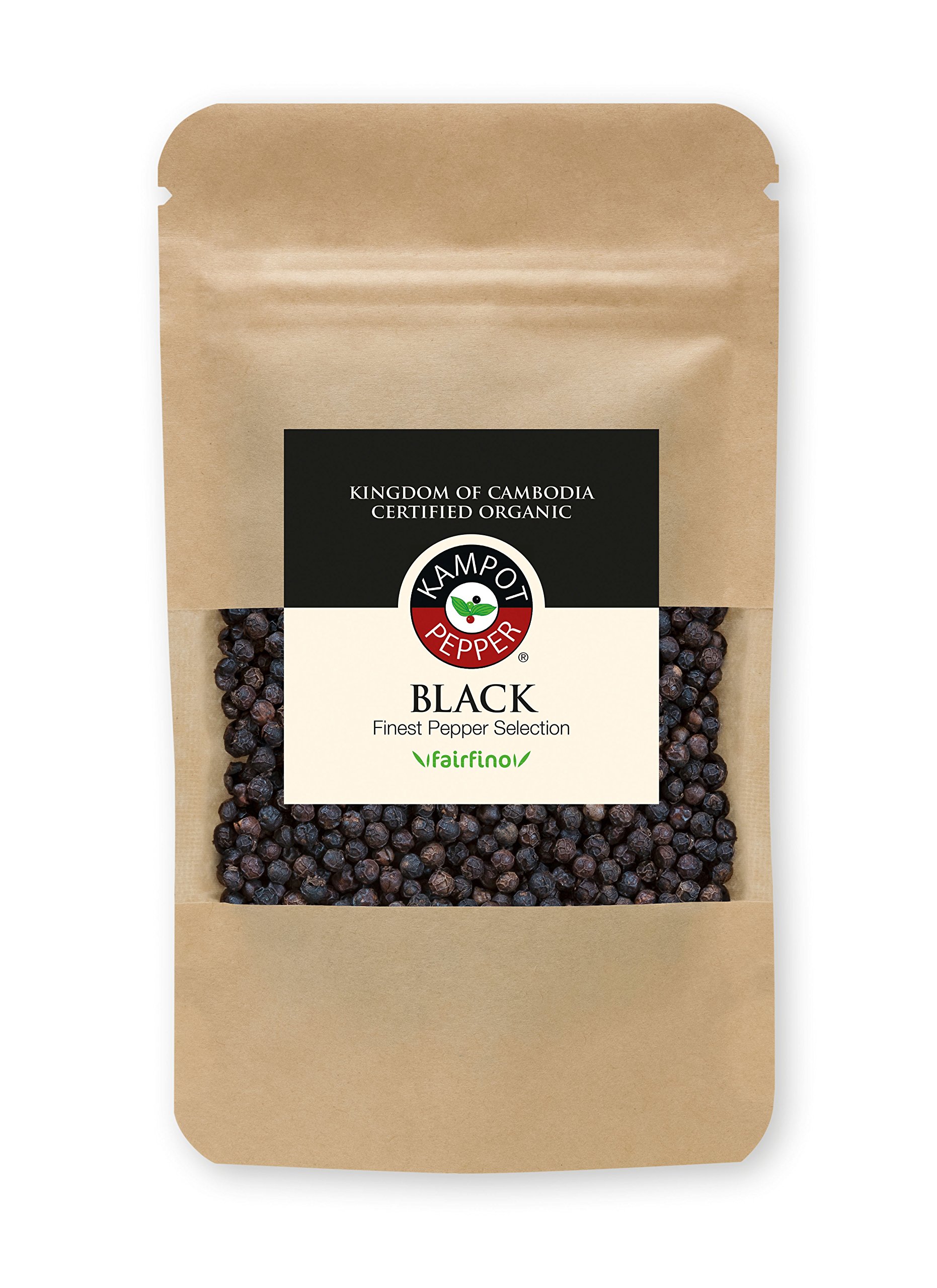 Black Kampot Pepper, premium quality - 50g - sustainably produced and fairly traded - by fairfino