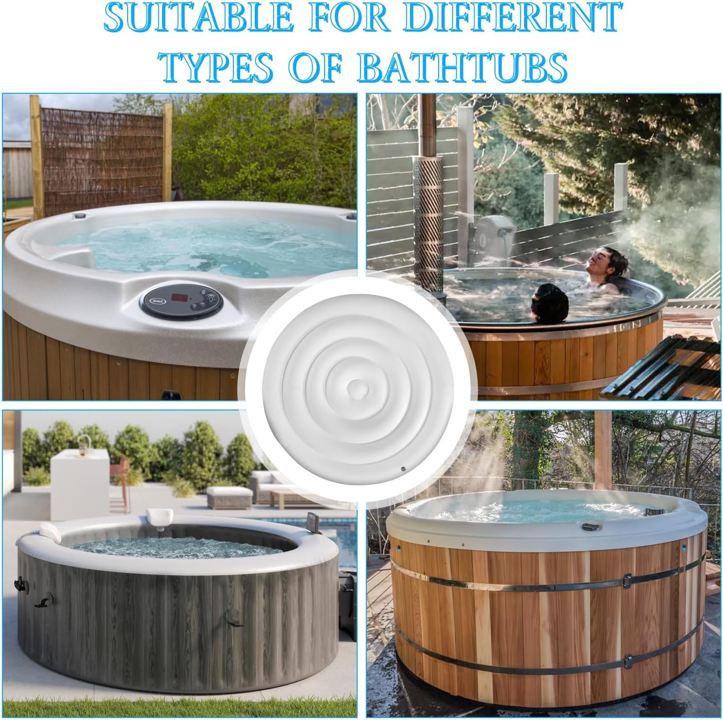 4.5 FT Inflatable Hot Tub Cover,Energy Saving Lid for Round Hot Tub,Outdoor Inflatable Hot Tub,Inflatable Insert Insulated Lid Replacement