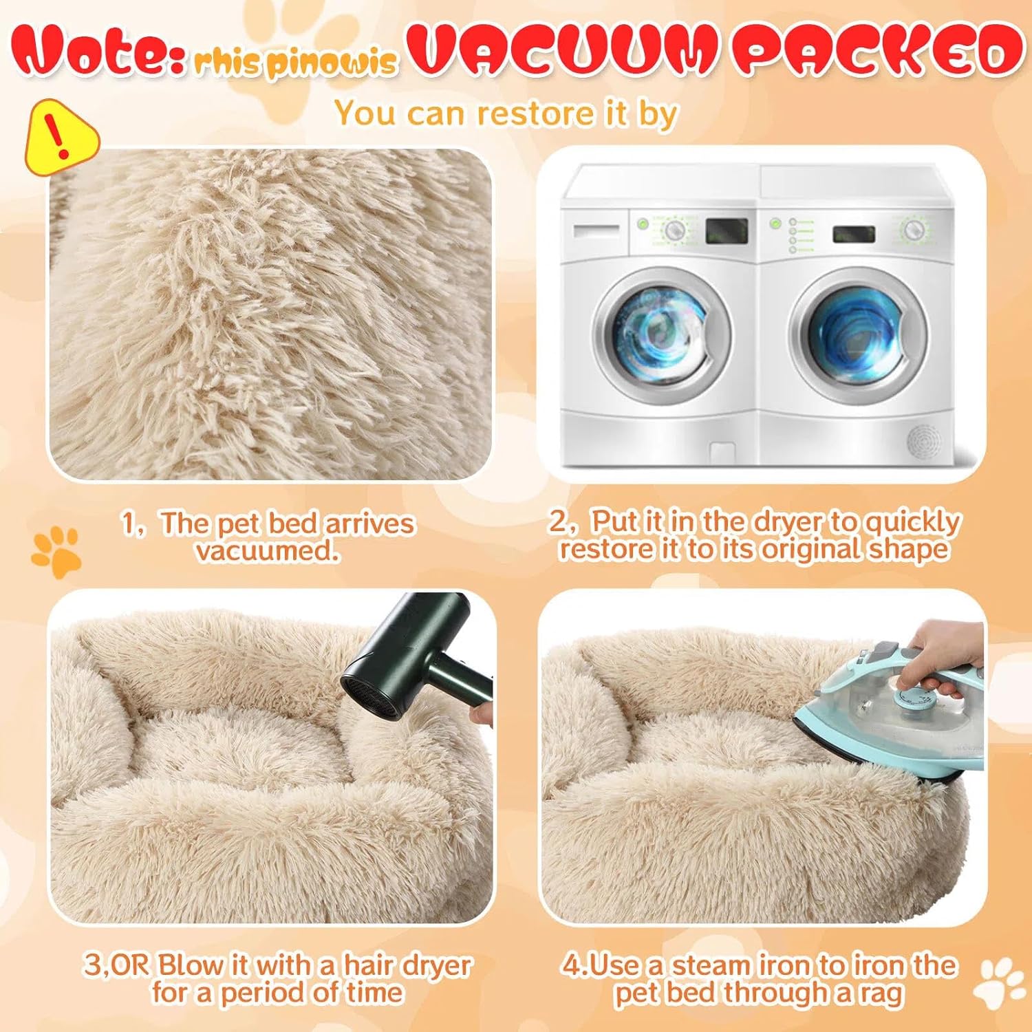 2-Pack Small Calming Dog & Cat Bed Anti Anxiety Fluffy Plush Pet Beds with Anti-Slip Bottom Machine Washable Interchangeable Pet Bed for Kittens & Puppies(Cream and Light Gray,21x16.5 Inch)