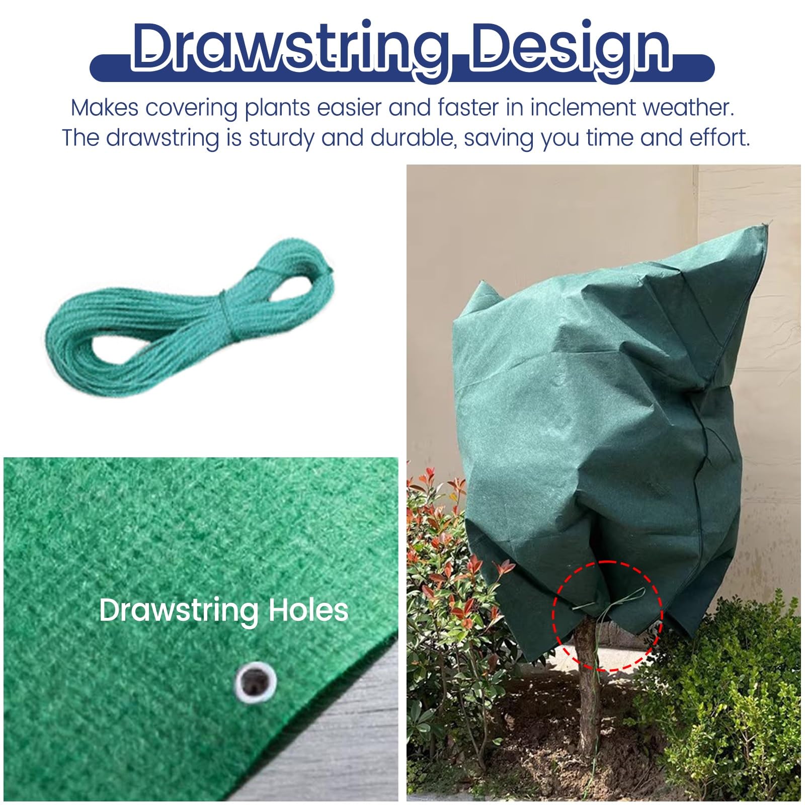 Atmungsaktives Frosttuch für Gartenpflanzen, Frostschutz und winddichte Abdeckung für Bäume und Pflanzen, Vlies-Frostschutz, große und kleine Größen (299,7 x 299,7 cm)