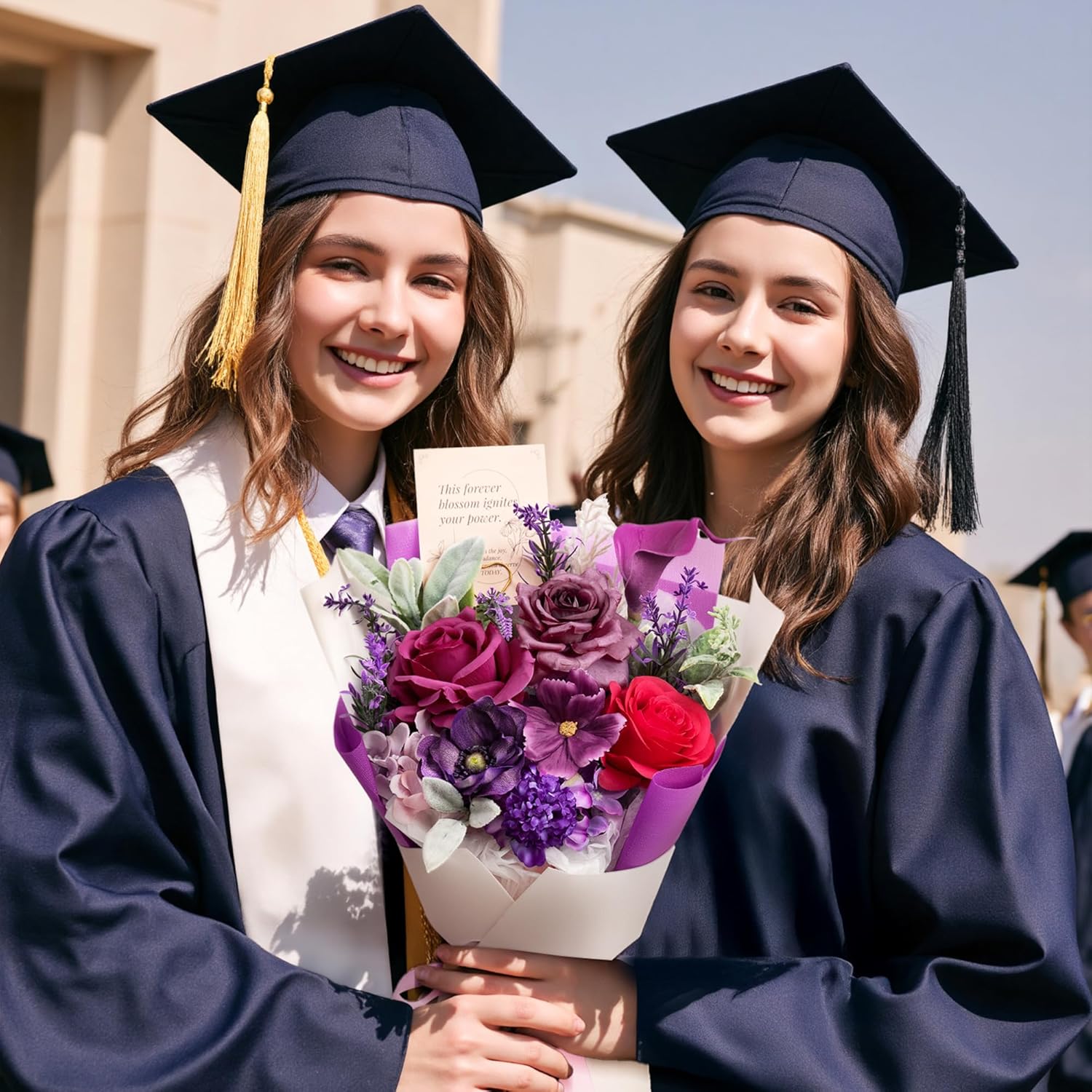 TINGE TIME Aritifical Flowers Bouquet, Purple Gift Bouquet, Birthday Gifts for Women, Eternal Roses Bouquet for Grandma Wife Anniversary - Image 2