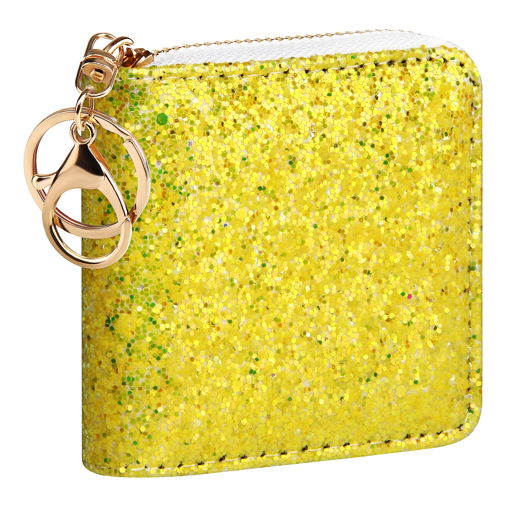 GEEAD Small Glitter Wallet for Women Girls Mini Coin Purse Pouches with Key Ring