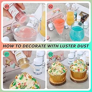 Edible Glitter, 10 Colors Edible Glitter Set for Drinks,Wines, Beer, Cocktail, Strawberries, Cakes, Cupcakes, Chocolate - 5g/bottle
