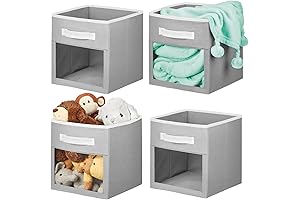 mDesign Fabric Nursery/Playroom Closet Storage Organizer Bin Box with Front Handle/Window