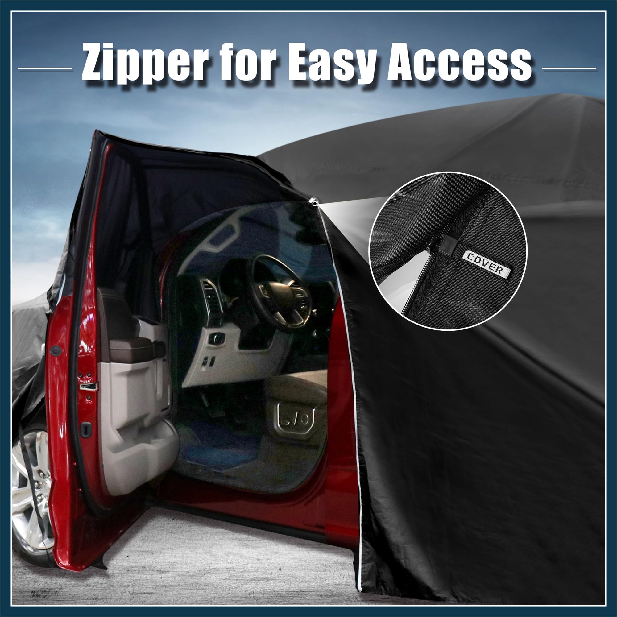 Funda de coche para Smart Fortwo 2007-2023 210D-PU Oxford, cubierta completa impermeable y resistente al viento, con cremallera para puerta del conductor