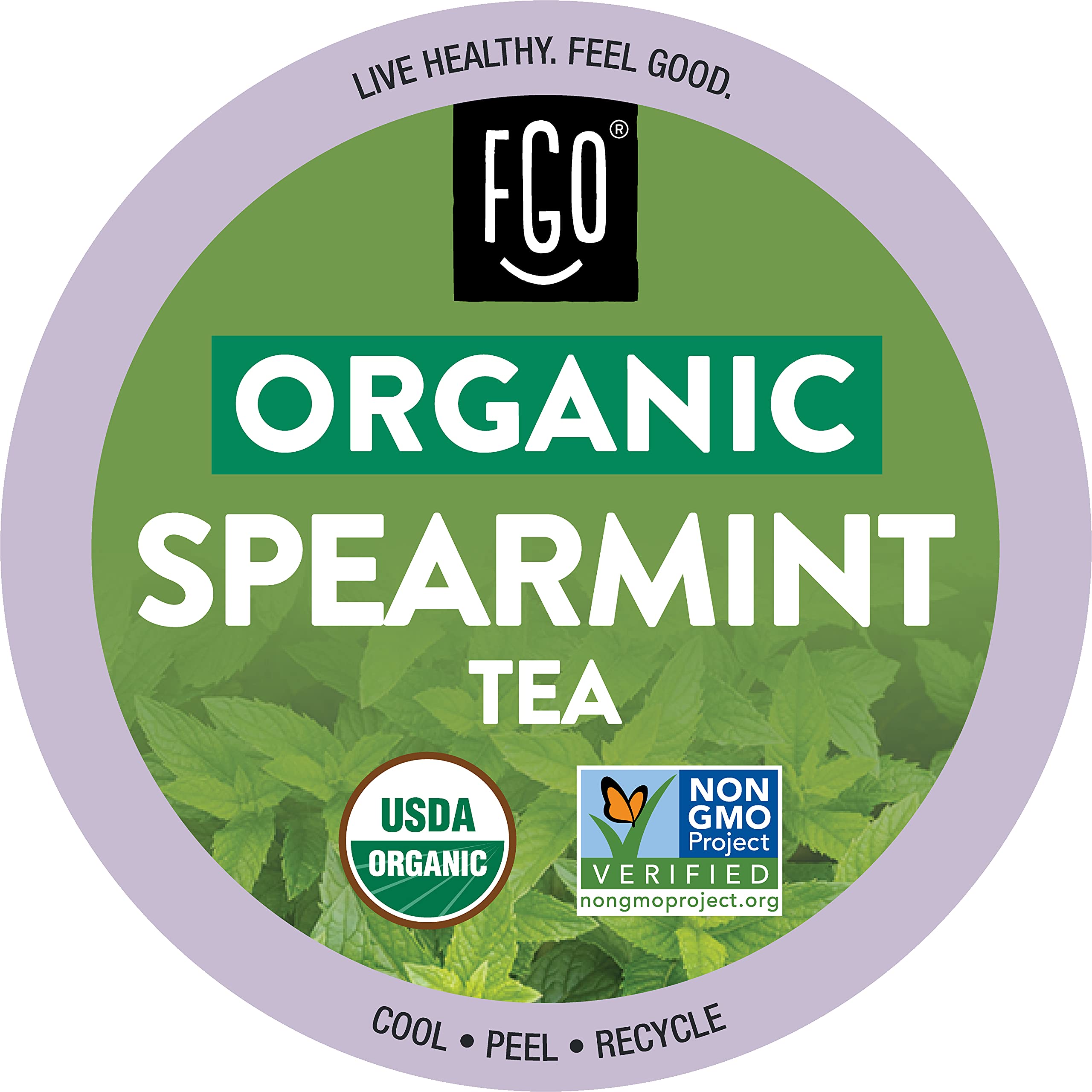 FGOOrganic Spearmint Tea K-Cup Pods, 24 Pods - Keurig Compatible - Naturally Caffeine-Free Herbal Tea, Premium Spearmint Tea is USDA Organic, Non-GMO, & Recyclable