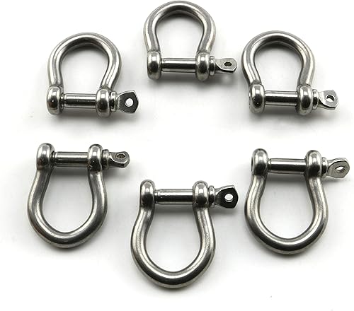 Miniatura 3 de heyous 6 unidades de 1/5 pulgada 0.197 in tornillo pin ancla grillete acero inoxidable resistente en forma de arco abrazadera de carga para cadenas