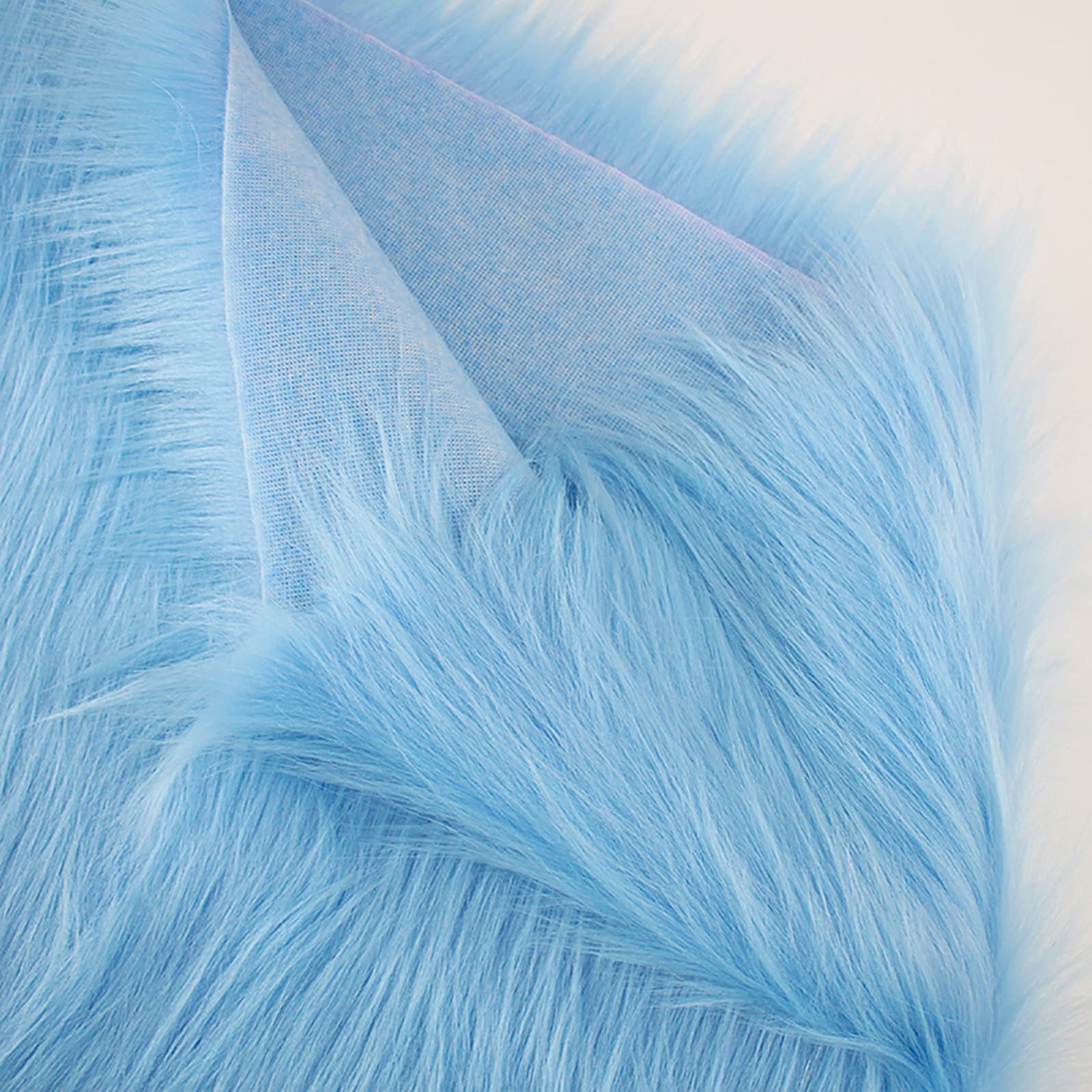 Yimihua Long pile faux fur material Faux fur fabric fluffy fabric plush fabric for Costume Fashion Rugs Props Backdrops Cosplay Chair decoration 150cm*50cm(Color:blue)