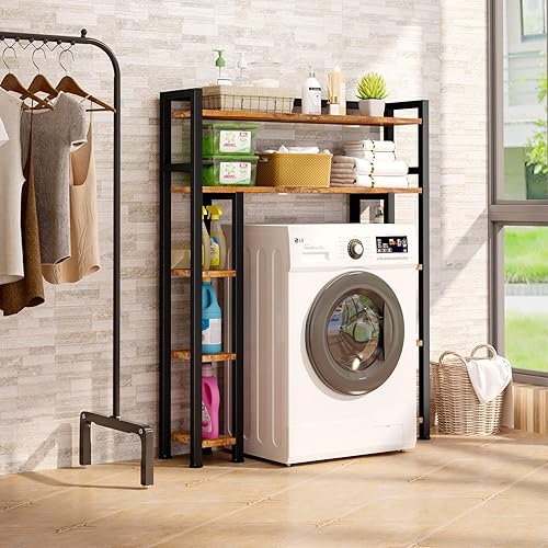 Miniatura 4 de Homeiju Armario de almacenamiento sobre el inodoro con soporte para papel higiénico, 35.5 pulgadas de ancho, organizador de baño independiente que