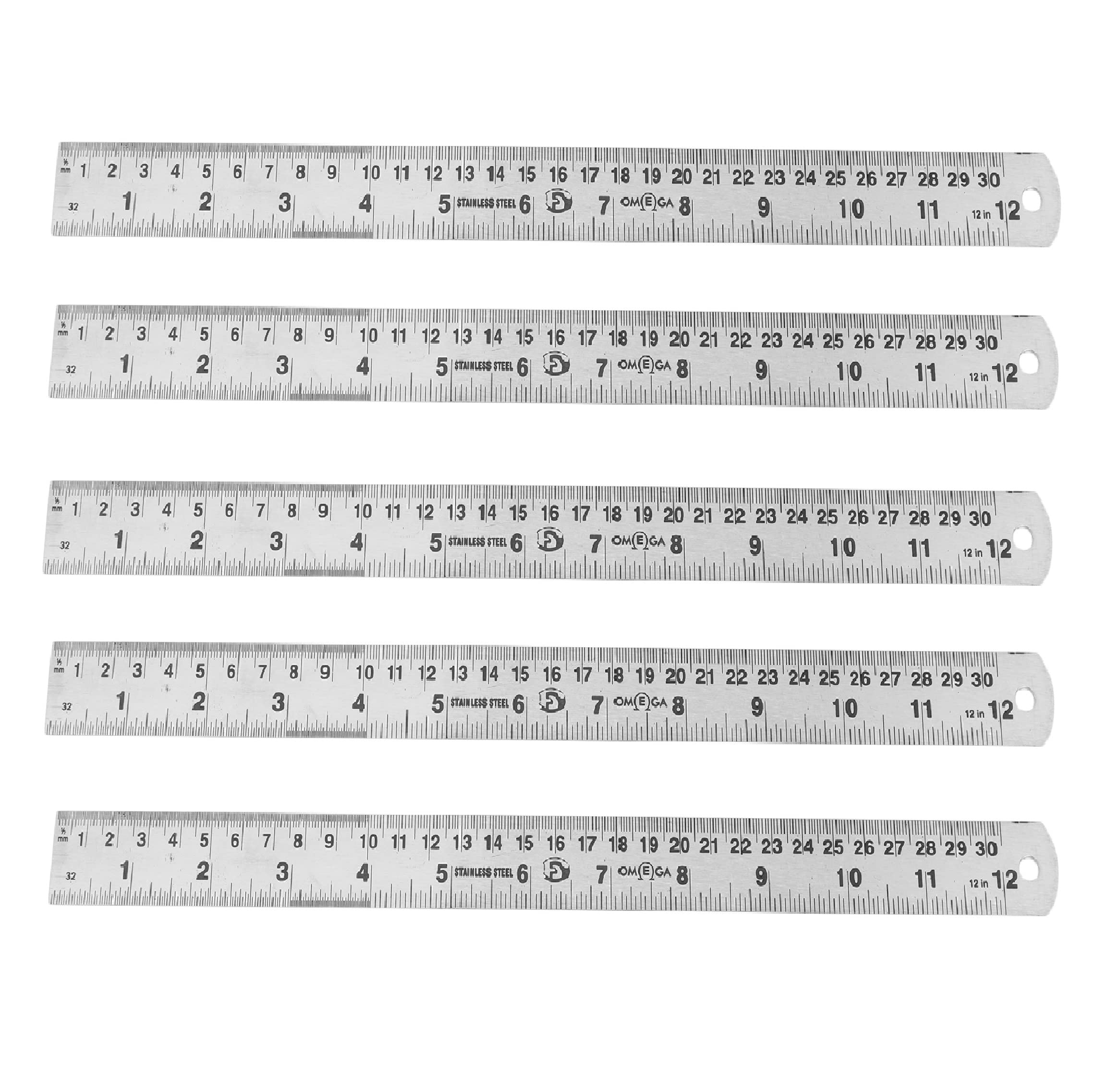LOVELY® Omega 12 Inch-300 mm Stainless Steel Scale/Ruler (Pack of 5)