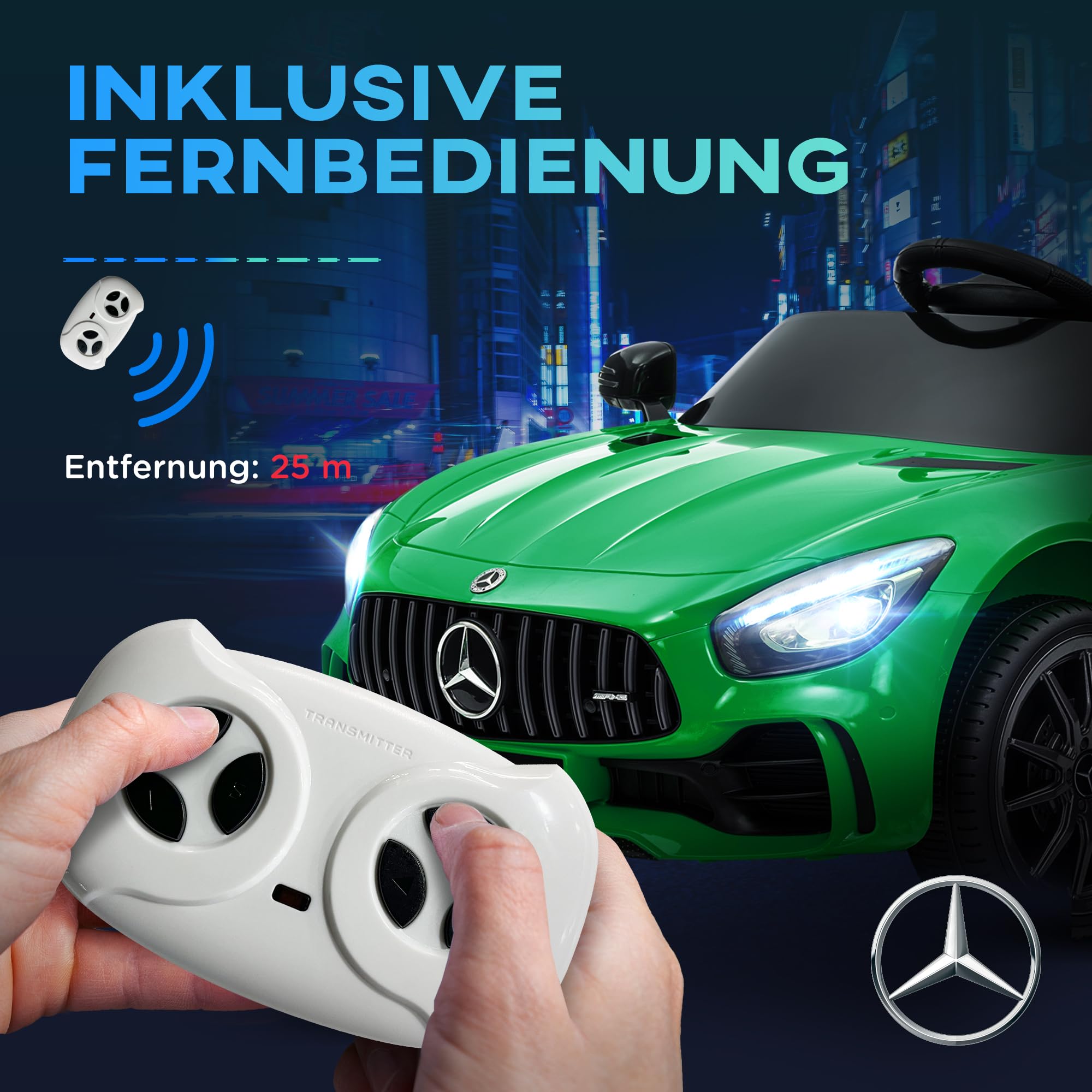 AIYAPLAY Elektryczny Samochód dla Dzieci 12V z Pilotem 2,4G, Pojazd Dziecięcy z Klaksonem, MP3, Muzyką, Miękki Start, Funkcja Jazdy do Tyłu 3-5 km/h, dla Dzieci 3-6 Lat, Zielony