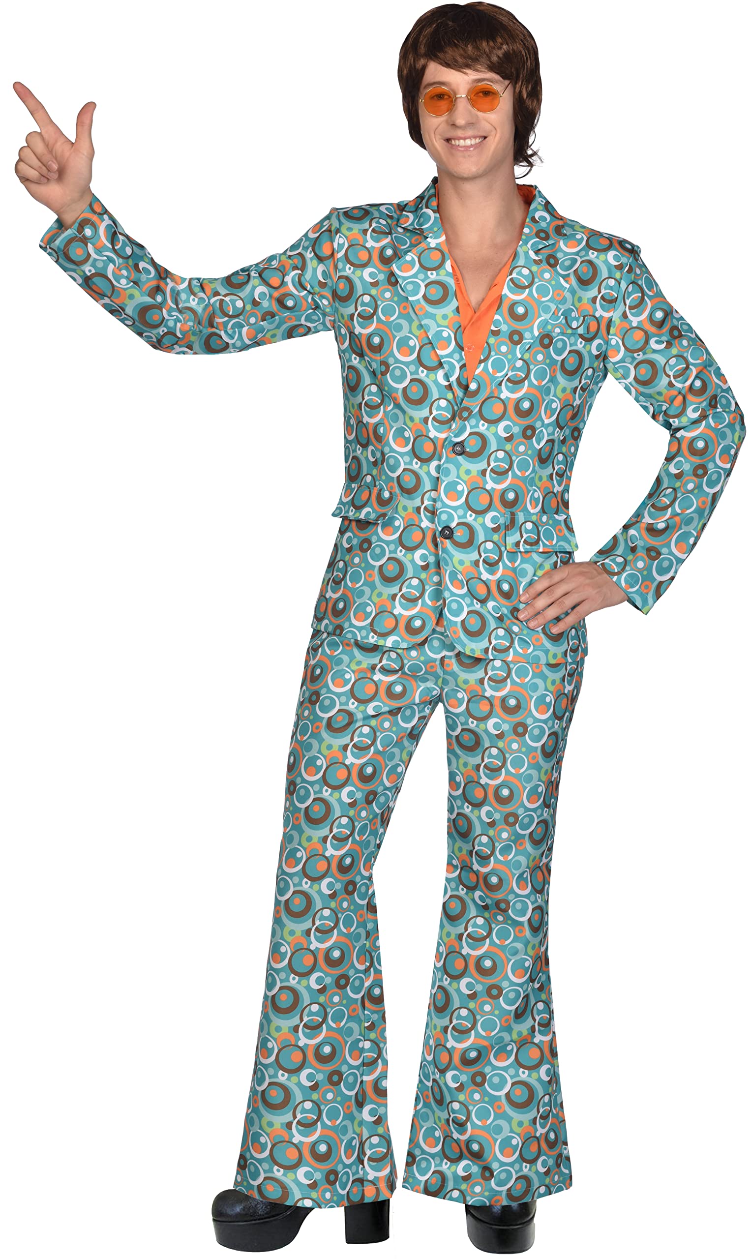 amscan (PKT) (9910342) Adult Mens 70s Party Suit Costume (Large)