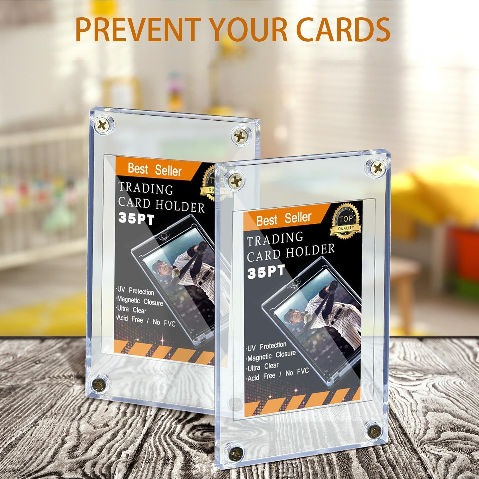 Jetec 30 protectores de tarjetas de intercambio de tornillos con soportes de exhibición, soporte acrílico para tarjetas de béisbol de 35 PT para tarjetas de intercambio, almacenamiento y exhibición