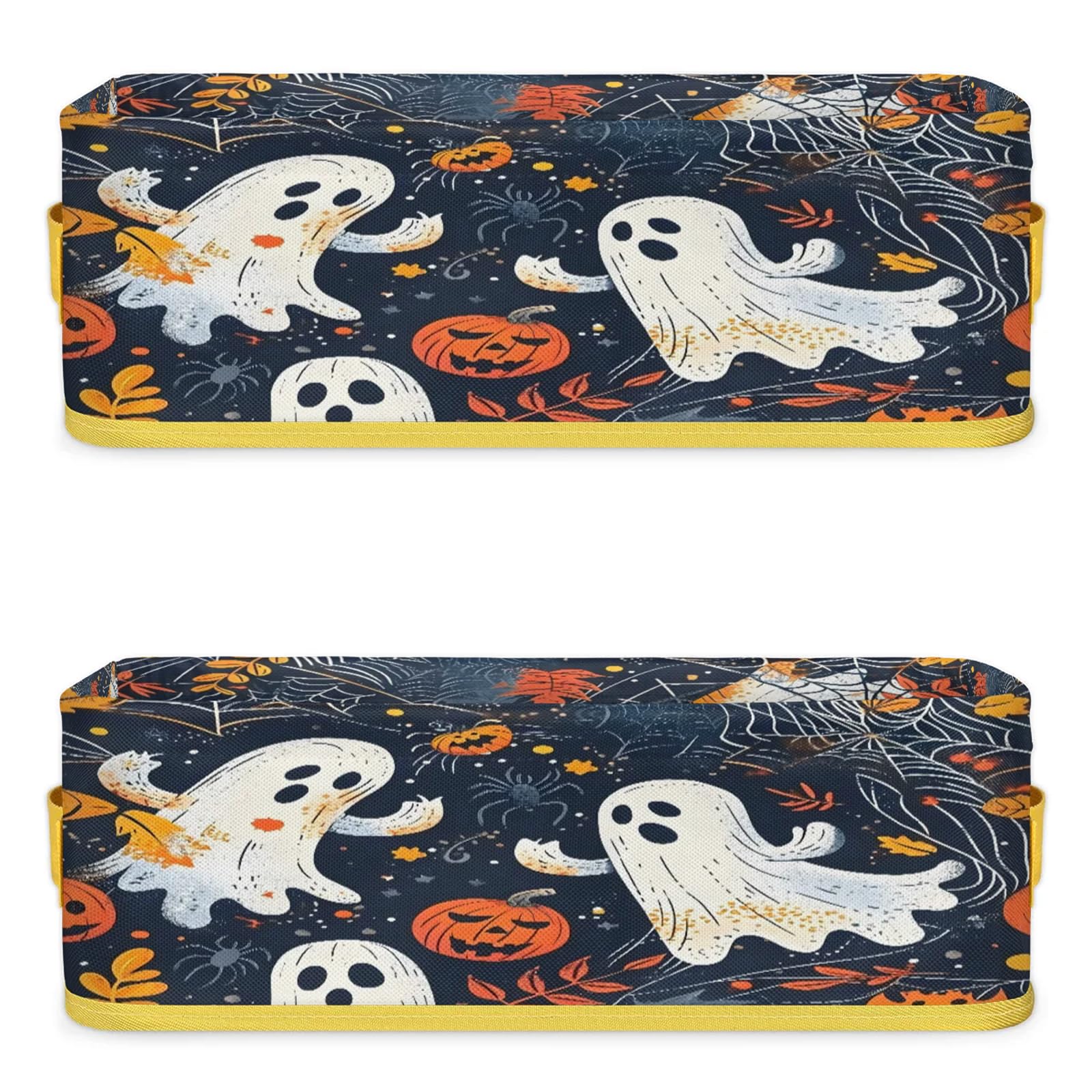 Spiders Webs Pumpkin Pattern Bathroom Storage Basket Waterproof Foldable Storage Bins with Handles Decorative Toilet Paper Storage Basket for Organizing for House Bathroom Toiletries Set of 2