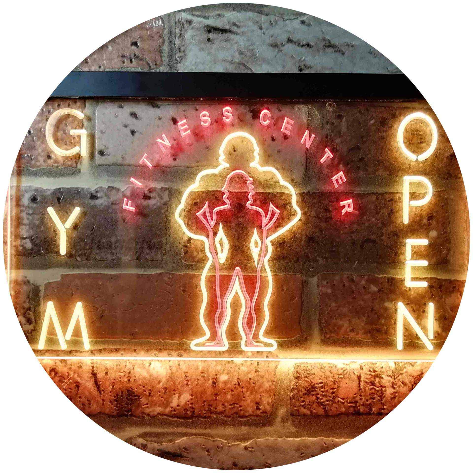 Gym Fitness Center Open Dual Color LED Neon Sign Red & Yellow 600 x 400mm st6s64-i0321-ry โ image 1