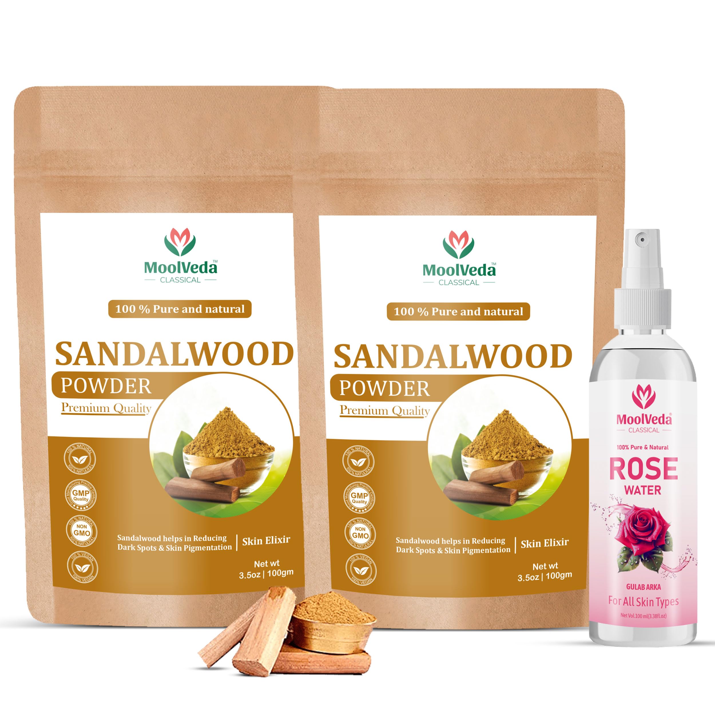 Pure & Original Sandalwood Powder For Face, Skin, Skin Whitening, Face mask, Face Pack and Facial, Skin Care, (200Gm, Rose Water Free)