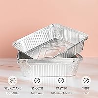 Vista 4 de PLASTICPRO Moldes de aluminio desechables de 9 x 9 x 2 pulgadas para hornear, utensilios de cocina perfectos para hornear pasteles, panes, brownies