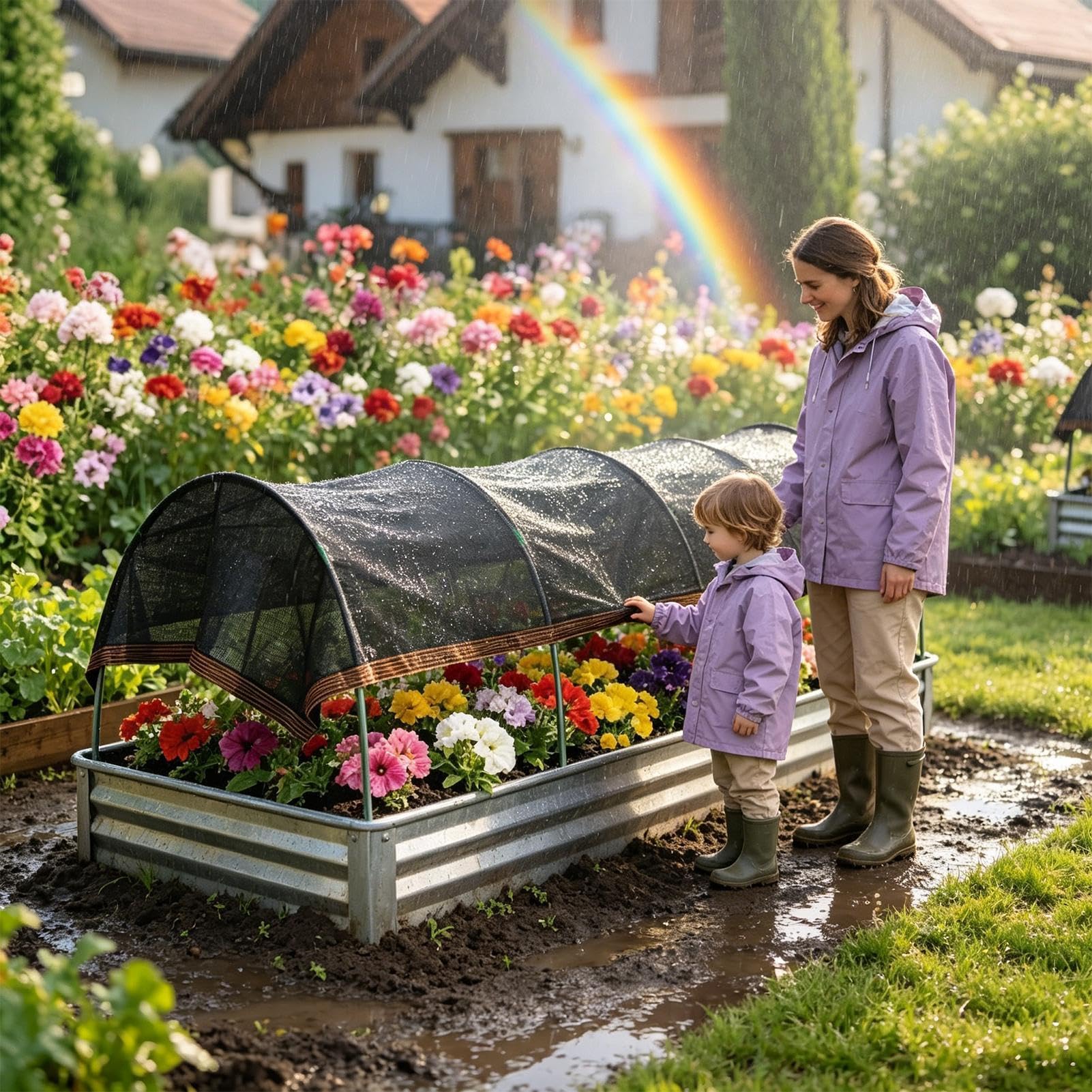 Tenda parasole da giardino, protezione dal calore, protezione solare, traspirante, per piante | Telo parasole da giardino, resistente, protezione UV, con kit di installazione per patio, aiuole rialzate, cortile e serra