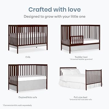 Dream On Me Synergy 5-in-1 Crib, Toddler Bed in Espresso