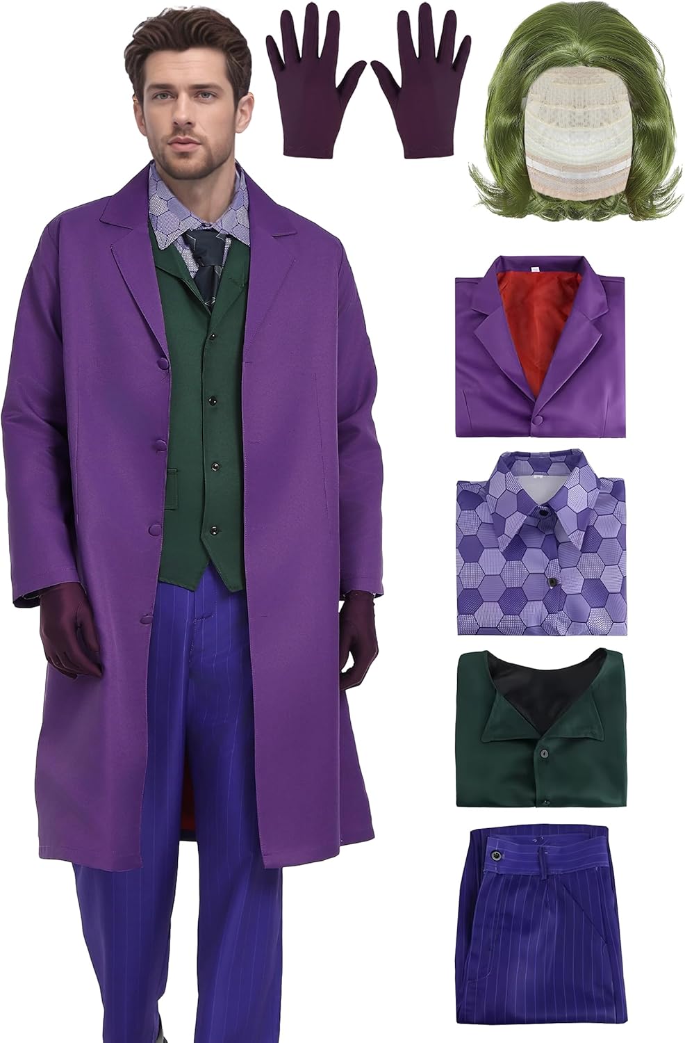 Seven piece men's purple windbreaker set Halloween Adult Costume for Party Cosplay