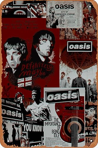 Oasis Band - Póster (41) cartel de metal retro para decoración de pared para el hogar, puerta, jardín, bares, restaurantes, cafeterías, oficina,