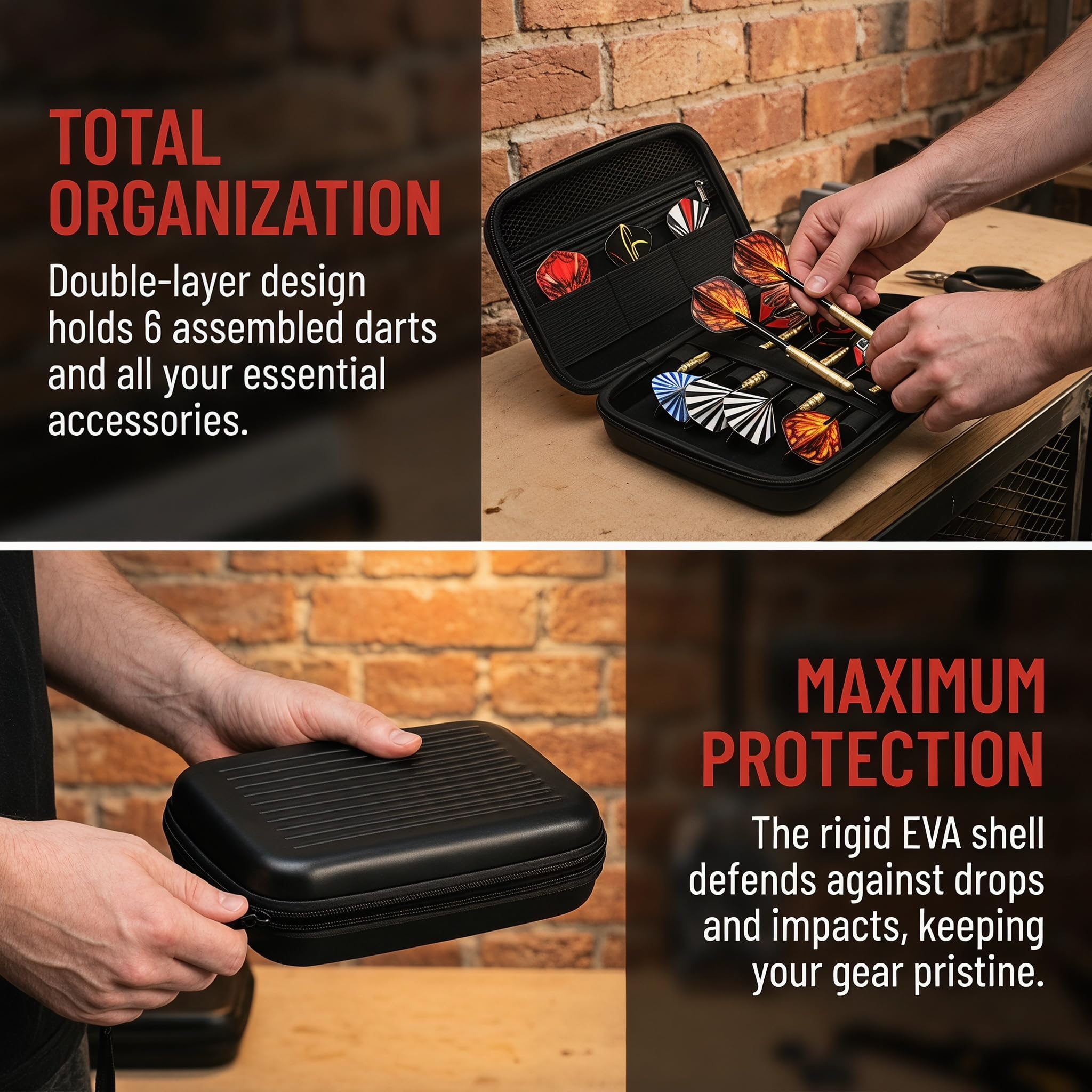 Estuche para Dardos EVA Rígido, Bolsa para Dardos con 2 Afiladores, Caja Protectora 6Dardos Punta Acero y Plástico, Funda Transporte para Dardo, Organizador para DardosPuntas Portátil