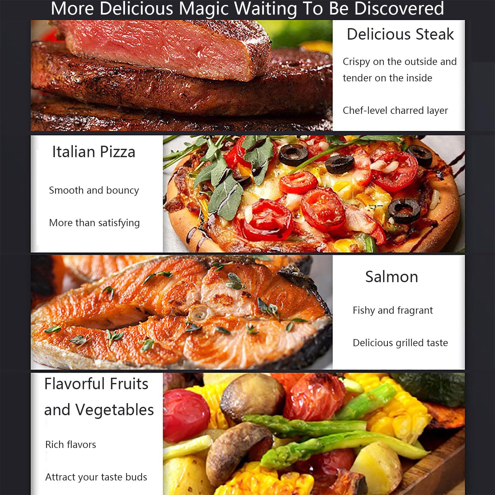 Grill do steków Gourmet (3400 W), jakość stekowniana, ceramiczne podgrzewanie do 800 ℃, wewnętrzna elektryczna stacja do grillowania i przypiekania, stal nierdzewna