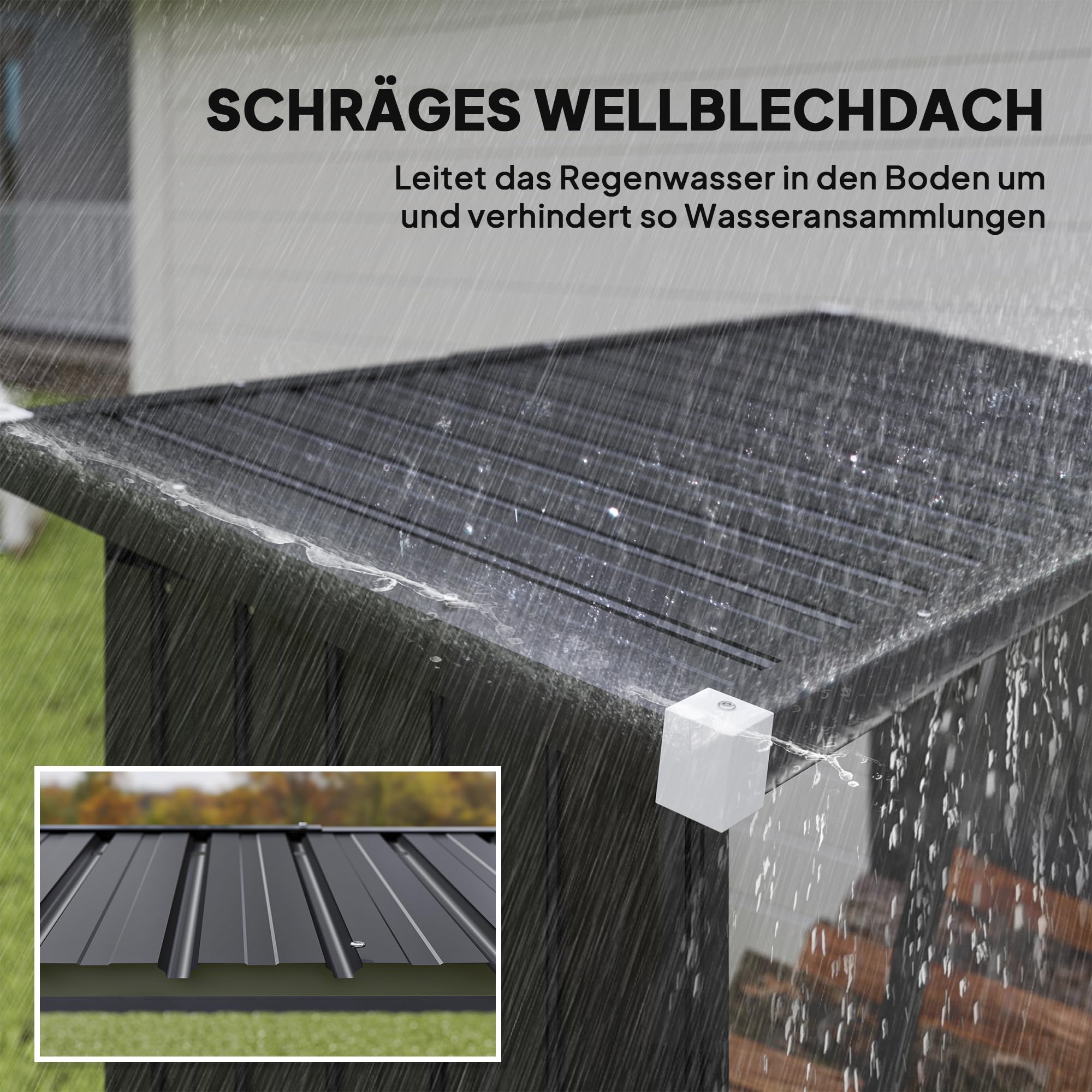 Outsunny Brennholzunterstand erhöhtes Brennholzregal mit Pultdach Schnelle Montage Kaminholzunterstand Metall Holz Lager Brennholzlager Garten Holzlager für Kaminholz Dunkelgrau
