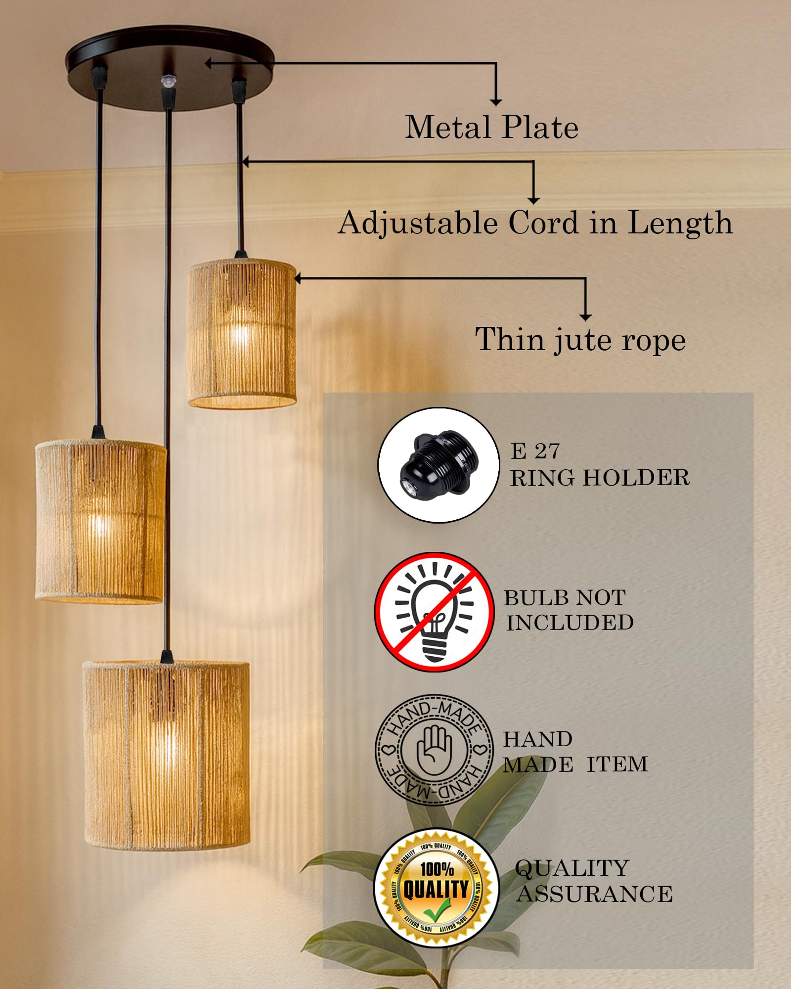 Homesake Raffia Pendant Light - Boho Ceiling Lamp -7
